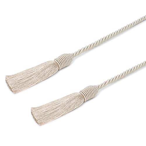 Image of 4 Pack Curtain Tiebacks Handmade Decorative Curtain Holdbacks Rope with Tassel - Beige
