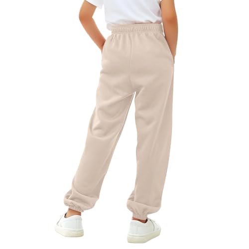 Girl's Elastic Waist Straight Leg Sweatpants High Waisted Baggy Joggers Loose Sweat Pants Casual Sports Trousers with Pockets2