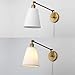 PERMO Retro Swing Arm Wall Sconce Plug in Wall Lamp Single Sconce Light Fixture with White Fabric Shade for Bedroom Living Room Home Office