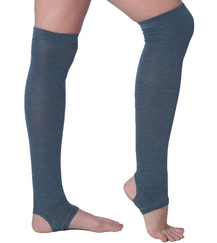 Image of Tipi Toe Women's Stirrup Yoga Socks, Lightweight Knee-High Leg Warmers, Open Heel Non-Slip Design. Ideal for Yoga & Dance