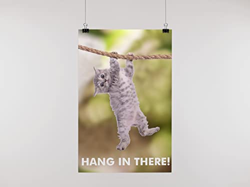Hang In There Hanging Cat Poster Kitten Kitty Modern Wall Decor Picture Bedroom Home Living Room Cute Creative Graphic Print Gift Wall Art Painting Decor Cool Wall Decor Art Print Poster 12X18 #TOP7