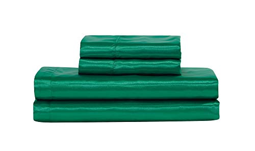 Mk Home LLC Collection 4pc Soft Silky Satin Solid Color Deep Pocket Sheet Set (Hunter Green, Full)