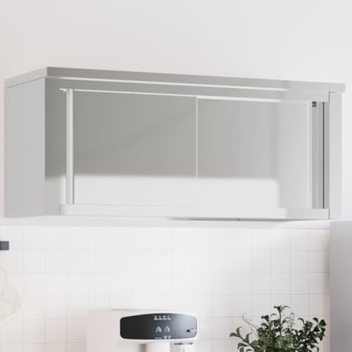 Générique Armoire Murale de Cuisine avec Portes coulissantes INOX,Maison & Jardin,Arts de la Table & Arts culinaires,Stockage des Aliments,Argent,16.4...