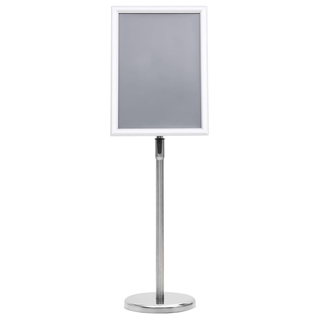Plakatständer A3 höhenverstellbar mit Klapprahmen, Infoständer aus Aluminium für Restaurant, Büro und Messe, silberner Kundenstopper für Werbeplakate