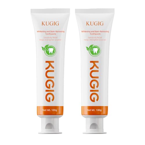 KUGIG Toothpaste for Sensitive Teeth Gentle Enamel Care Helps Support Gum Care & Plaque Control Strengthens Enamel Fresh Breath for Daily Use 3.5 Fl Oz (Two Pack)