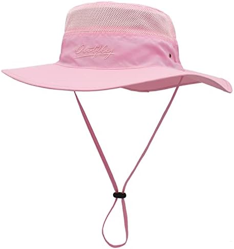 QingFang Wide Brim Sun Hat for Women and Men Summer Bucket Hats with UV Protection UPF 50+ for Fishing Hiking Beach Hats Pink