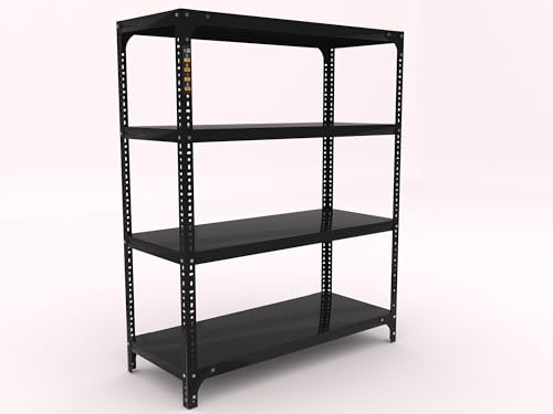 Image of Iron Metal Storage Rack 4 Shelf Adjustable Shelving Unit | Heavy Duty Space Saving Organizer Rack | Black | 12x29x36 Inch