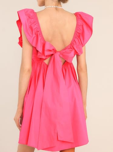 Image of NUFIWI Y2K Ruffle Hem Babydoll Mini Dresses Square Neck Spaghetti Strap Short Dresses Boho Flowy Patchwork Sundress Vocation