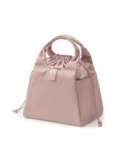 EACHY Drawstring Lunch Bag for Women Insulated Cute Bucket Lunch Box Tote Reusable Work Lunch Pail with 2 Side Pockets Thermal Cooler Handbag for Office Commute Gym (Pink)