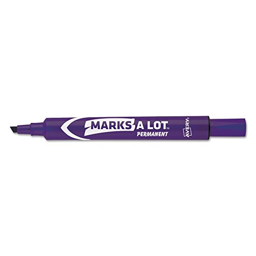 Avery 08884 Mark A Lot Large Desk-Style Permanent Marker, Chisel Tip, Purple (Pack Of 12) #TOP12