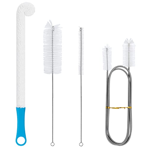 Cepillo Botella Limpieza Juego 4 Piezas Flexible Cepillo de Copa Vino Herramienta Multifuncional para Tubería de Agua Cachimba Tubos Pajitas Estrechas Teteras Cover