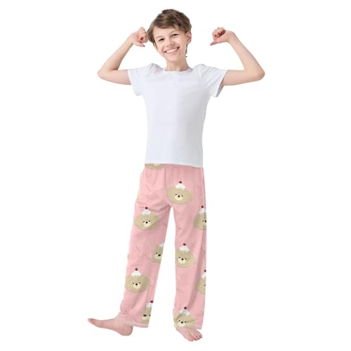 Star on Pink Boys Pants Boys Athletic Pants Long Pant for Boywith Pockets Wide-Leg Size 6-14Y3