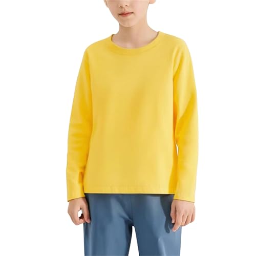 Kids Long Sleeves Cotton T Shirt Boys Girls Unisex Basic Soft Cotton Tops Solid Plain Crewneck Casual Tees Blouse2