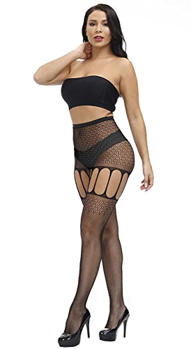 Image of Womens Suspender Pantyhose High Waist Fishnet Tights Fishnet Stockings Thigh High Stockings