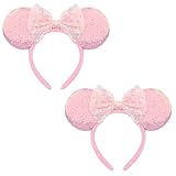 AQOKKA Mouse Ears Headbands with Bow Minnie Ears Cosplay Costume Hair Accessories for Women Girls Birthday Party Decoration
