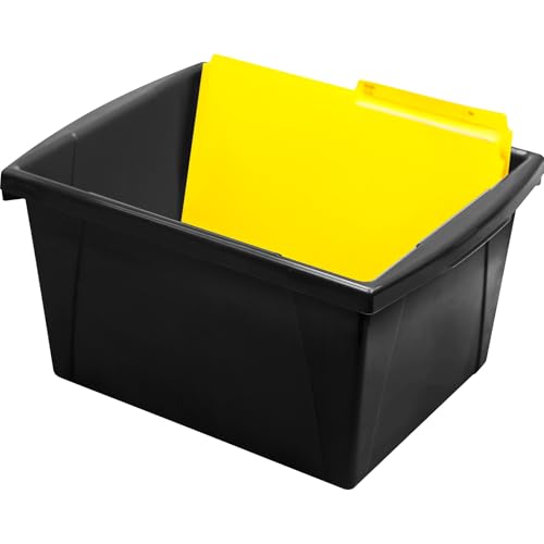 Image of Storex 4 Gallon (15L) Classroom Storage Bin, Black, With Lid