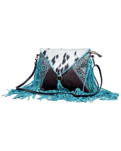 Myra Bag Women's Effervescence Leather And Hair-On Tooled Turquoise One Size2