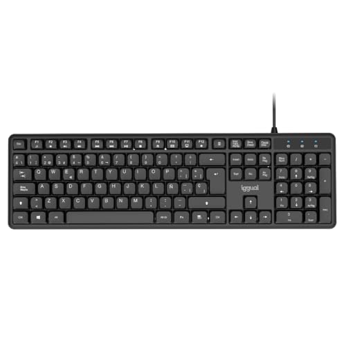 iggual Teclado USB Profesional Ultra Silencioso CK SILENT 105T – 105 Teclas, Accesos Rápidos Fn, Tecla Calculadora, Resistente a Salpicaduras, Plug & Play, Negro