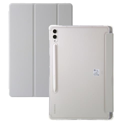 Étui Samsung Tab S10 Plus gris avec fente stylet et dos transparent rigide