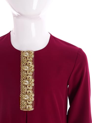 Loyan Kids Girl's Prayer Abaya Clothes Loose Fit Muslim Dress Long Sleeve Kaftan Maxi Gown4