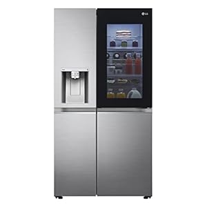 LG GSXV91PZAE Amerikaanse koelkast Side by Side InstaView Total No Frost met vriesvak, 635 l, uv-nano-water- en ijsdispenser, deurkoeling, lineaire koeling, slimme koelkast met wifi en vriezer