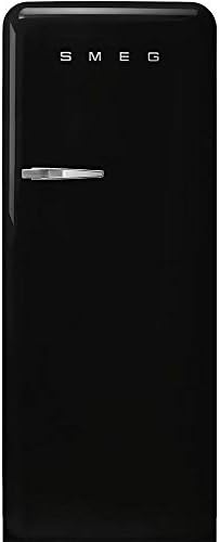 Smeg FAB28 50's Retro Style Aesthetic Top Freezer Refrigerator with 9.93 Cu Total Capacity, Multiflow Cooling System, Adjustable Glass Shelves 24-Inches, Black Right Hand Hinge Made In Italy
