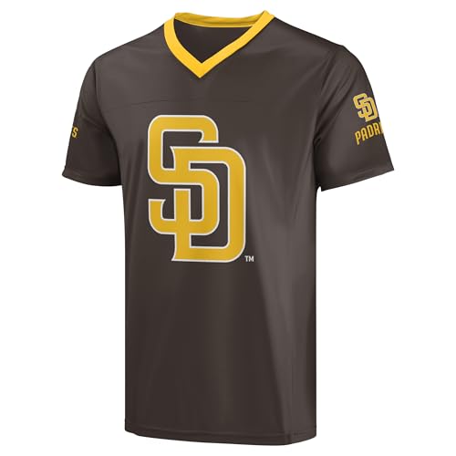 Image of FOCO MLB Men's Officially Licensed Primary Logo Wordmark Ballpark Team Color Baseball Performance V-Neck Top