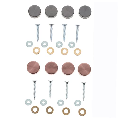 Tornillos de fijación para espejo de acero inoxidable 8 juegos, con cubiertas decorativas miniatura 1