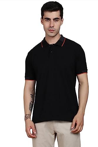 Image of Dennis Lingo Men's Regular Fit Cotton Polo Neck Solid T-Shirt