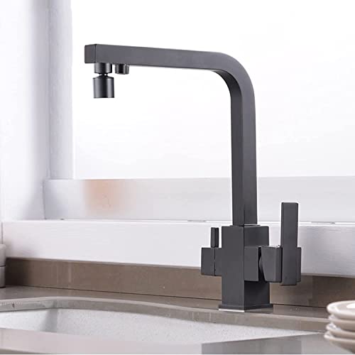 Robinet de filtre noir 3WAY mitigeur cuisine osmosis évier tap double mode LWX