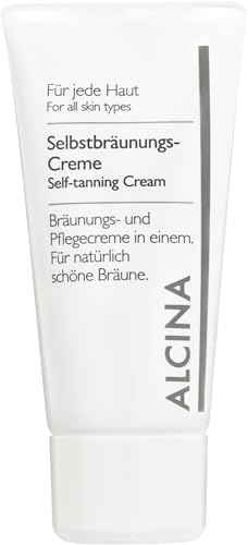 ALCINA Selbstbräunungs-Creme - 1 x 50 ml - Jede Haut - Für eine natürlich schöne Bräune - Pflegt trockene Hautpartien - Bräunungs- und Pflegecreme mit DHA ALCINA Selbstbräunungs-Creme - 1 x 50 ml - Jede Haut - Für eine natürlich schöne Bräune - Pflegt trockene Hautpartien - Bräunungs- und Pflegecreme mit DHA