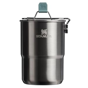 Stanley Wildfare Go 4-Piece Stainless Steel Two Cup Cook Set | 32 oz Pot and Lid with Fold & Lock Handle | 2 Stacking Cups | Camping Essentials for Your Camp Kitchen | BPA-Free | Shale + Charcoal