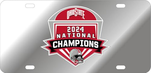 Ohio State Buckeyes National Champs License Plate 2024 Shield Silver
