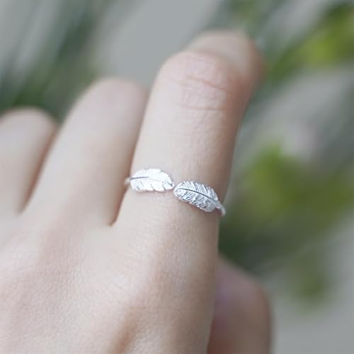 Bague ailes d'ange double plume en argent sterling 925 ajustable - 7