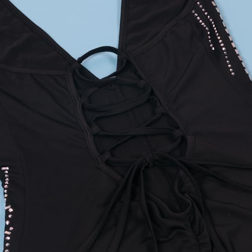 Image of Jigfar Women Sexy Embellished Rhinestone Bodycon Jumpsuit Mesh See Through Patchwork Birthday Party Night Out Clubwear