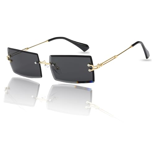 Image of Rectangle Sunglasses for Women Men Fashion Retro Rimless Frameless Tinted Lens Sun Glasses Shades 2026 Stylish