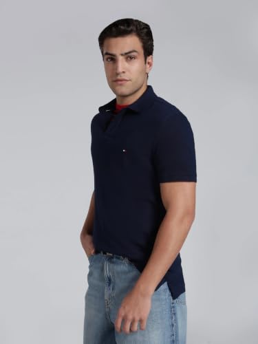 Image of Tommy Hilfiger Solid Regular fit Cotton Polo t-Shirt