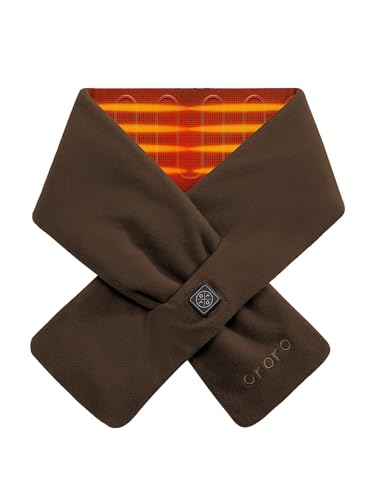 ORORO Heated Scarf Up to 12 Hours of Warmth Heated Neck Warmer with Rechargeable Battery (Brown)