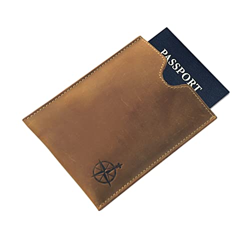 Image of Leather Travel Wallet with Passport Holder - Genuine Leather Case with RFID Blocking for Men and Women - Passport Wallet, Leather Folding Wallet for Passports, Brown, 5.1 inch x 4.25 inch, Sleeve