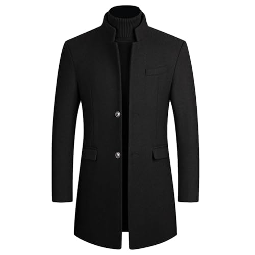 Image of Lu's Chic Men's Single Breasted Trench Coat Button Down Overcoat Warm Dress Pea Coats
