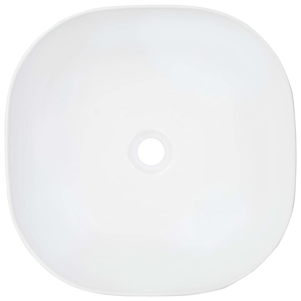 Lavabo in ceramica bianca, 42,5 x 42,5 x 14,5 cm, lavabo da appoggio per bagno degli ospiti, WC per ristrutturazione e ristrutturazione con design moderno e facile pulizia