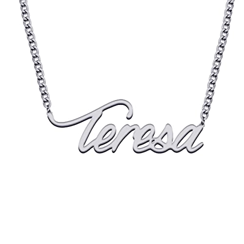 Custom Made Stainless Steel Name Necklace Personalized Initial Necklaces 18K Gold Plate Necklace Cuban Chain Jewelry Gifts