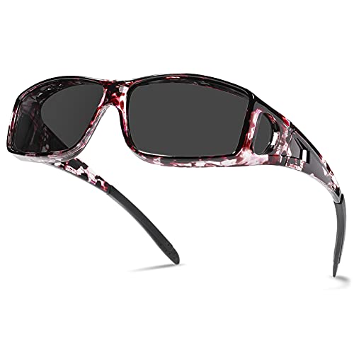NULOOQ Sunglasses Fit Over Glasses, Polarized Lens Wear Over Prescription Glasses, Wrap Around Sunglasses for Men Women