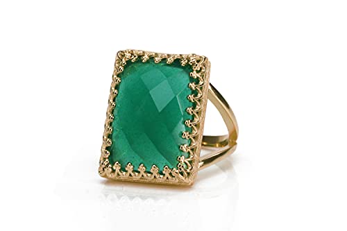 Bague onyx vert et or rose 14k : haute joaillerie artisanale faite main
