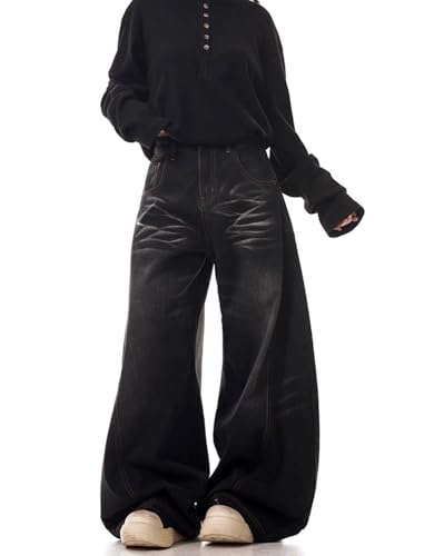 Barrel Baggy Wide Leg Jeans for Women Men Loose Fit Oversized Boyfriend Y2K Hip Hop Streetwear Denim Pants4