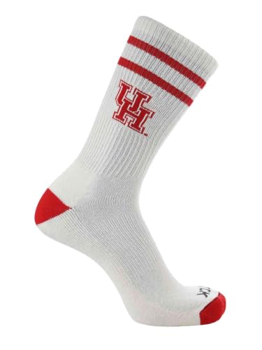 TCK NCAA Vintage College Striped Socks - Houston Cougars (Medium)