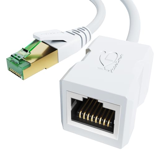 KabelDirekt – Câble d'extension Ethernet avec tressage résistant à la rupture – 0,25m (Câble Ethernet CAT7 mâle vers femelle, étend les câbles...
