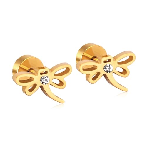 Image of 18K Gold Plated Sparkle Butterfly Stud Earrings for Girls Kids | Crystal Butterfly Charm | Hypoallergenic | Pack of 2