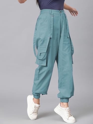 Image of KOTTY Women's High Rise Relaxed || Straight || Joggers Fit Cargo's for Pants || Trousers