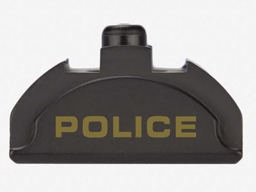 NDZ Performance Grip Plug for Glock Gen 4-5 with Backstrap – Heavyweight Brass – Fits G17 G19 G22 G23 G31 G34 G45 G47 – Cerakote Armor Black Finish, Police 1 Line Text – Made in USA